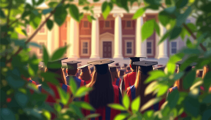 Graduation Day: A Crowd of Students in Cap and Gowns