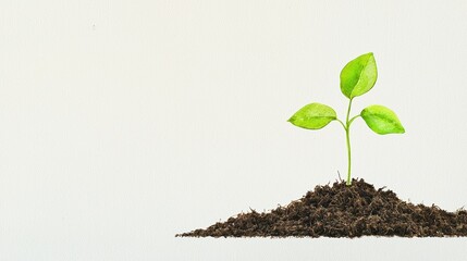 Seedling breaking through soil, beginning of growth, watercolor style