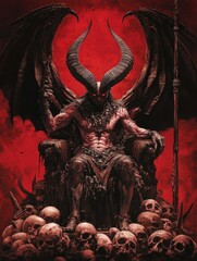 Wall Mural - Satan on the throne in hell