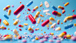 © Shubby Studio - A colorful array of pills are flying through the air
