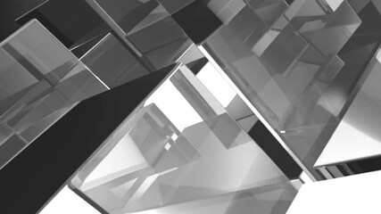 Wall Mural - white abstract glass square pattern, container shape, background loop. soft flowing white squares fr