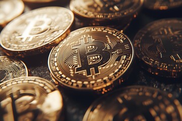 Sticker - Bitcoin-Münzen – Kryptowährung in realistischer Darstellung