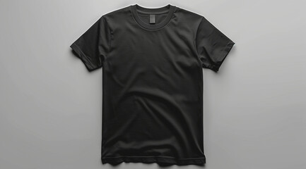 Wall Mural - Black T-shirt on a light background, created with Generative AI technology.