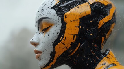 Wall Mural - Cyborg Woman With Closed Eyes