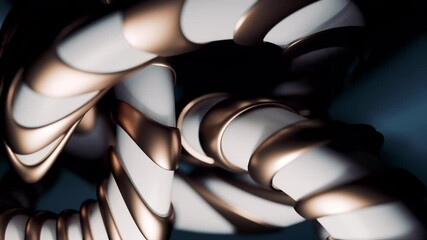 Poster - An Abstract Metallic Twisted Form Featuring a Shiny and Reflective Surface Finish. Design