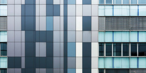 Wall Mural - Abstract composition of a building’s facade with alternating gray and white stripes