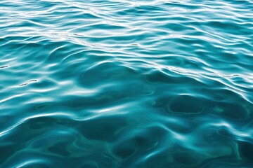 Blue green surface of the ocean in Catalina Island California with gentle ripples on the surface and light refracting , ai