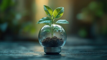 Poster - A Plant Growing Inside a Light Bulb