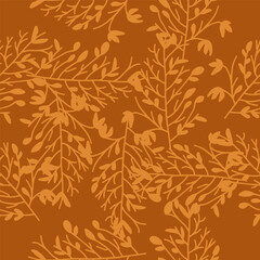 Wall Mural - autumn seamless pattern abstract floral background with leaves, hand drawing flat color.