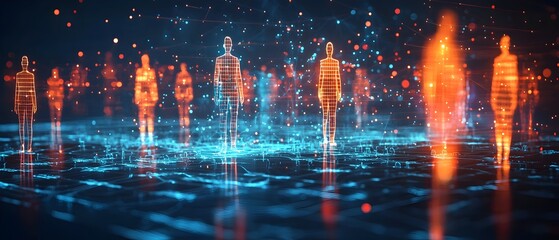 Poster - Abstract digital rendering visualizing the impact of economic policy decisions on employment rates represented through futuristic workforce icons and data charts  Conceptual background for business