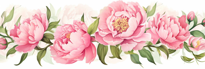  Pink flowers peonies on a white background