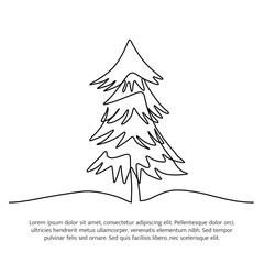 Wall Mural - Continuous line design of snow covered trees. Single line decorative element drawn on white background.