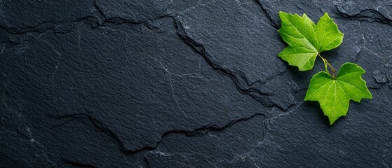 Sticker -  A green plant emerges from a stone wall's fissure, its background defined by the crack in the wall