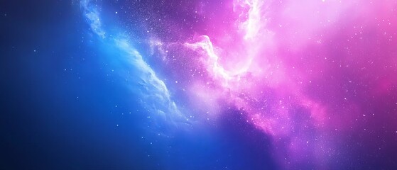 Wall Mural -  A blue and pink wallpaper featuring stars and clouds centered between them, set against a solid blue background similarly adorned with stars and clouds