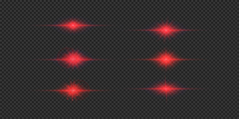 Wall Mural - set of red horizontal light effects of lens flares