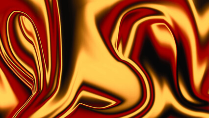 Poster - Abstract black and red liquify marble texture background. Shiny orange fabric with a wavy pattern.