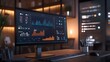 © TawaUStock - A computer screen showing a parental control dashboard with multiple monitoring tools, clear, bright light illuminating the screen, detailed graphs and settings, background of a modern home office