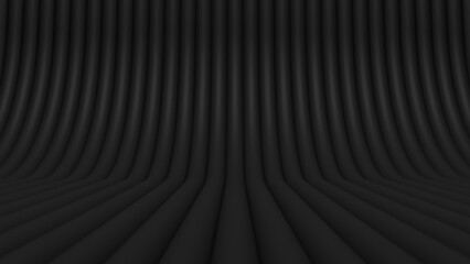 Poster - Black wave background. 3d background with empty space for product or text. 3d rendering illustration.