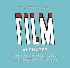 Wall Mural - Film font design, retro alphabet letters and numbers in pastel colors