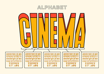 Wall Mural - Cinema font design, retro alphabet letters and numbers in pastel colors