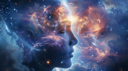 imagination and extraterrestrial images, consciousness, human brain neurons, the universe, space and