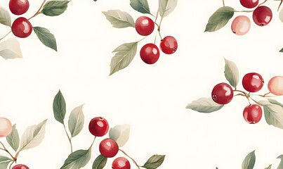 cranberry illustration pattern , Generative AI