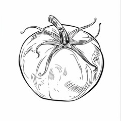 Canvas Print - A tomato, thick outlines like a kids coloring book, no shading, minimalist, line art, black and white, no colors 