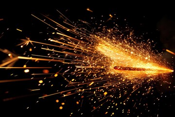 Poster - Footage of sparks flying from the fire. Isolated on a black background.