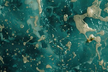 Poster - Aerial view of turquoise ocean water with splashes and foam