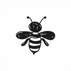 Wall Mural - bee black icon isolated on white