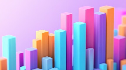 Poster - A 3D bar chart with stacked bars and layered colors, presenting complex financial data with a clear and engaging visual style.