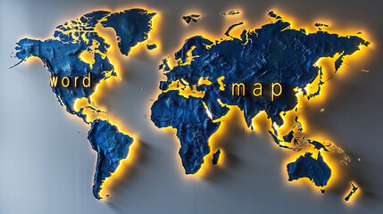 World map with light background in wall