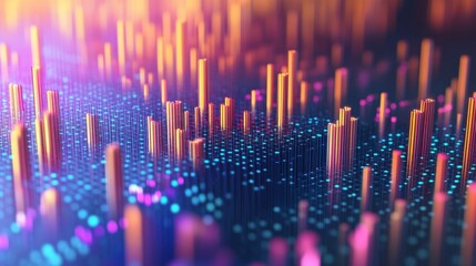 Leinwandbilder - A close-up of a 3D financial heatmap with color-coded data points and intensity gradients, representing the distribution and frequency of financial metrics.
