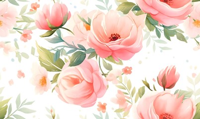 Wall Mural - watercolor rose ,Generative AI