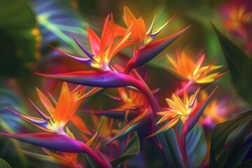 Paradise Flowers. Bird of Paradise Flowers in Tropical Hawaiian Background