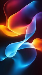 Poster - Abstract background with swirling neon blue, orange, and pink shapes.