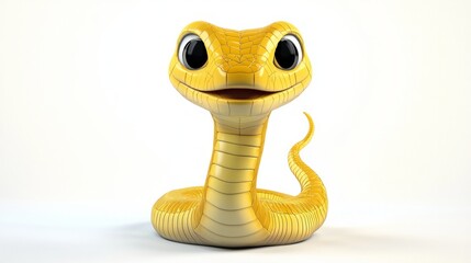 Closeup head of cartoon king cobra snake, closeup head king cobra on white background