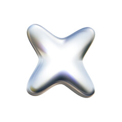 Wall Mural - vector illustration of realistic 3d chrome metal star in y2k aesthetic on transparent background. 3d