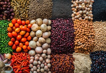 Canvas Print - Colorful Assortment of Grains, Seeds, and Spices