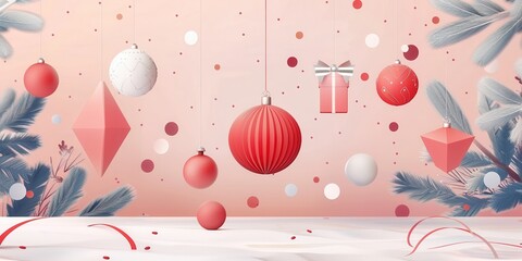 Wall Mural - A Christmas decoration with a bunch of red