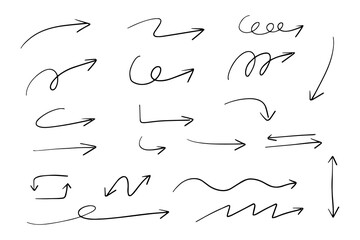 Fototapete - Hand drawn arrow line for highlighting text. Rounds circle Bubbles Set doodle sketch symbols on a white background. vector illustration graphic design elements