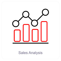 Sales Analysis and diagram icon concept