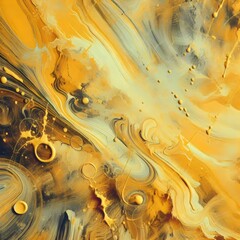 wallpaper, abstract yellow background with black elements. paint strokes and drops. 3D illustration