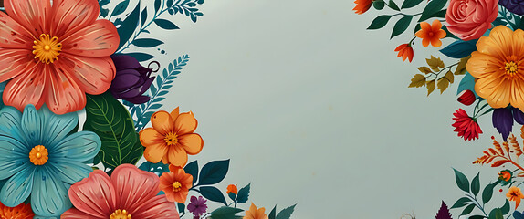 floral frame with flowers background,  invitation and greeting card design concept, AI Generative