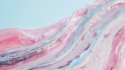 Wall Mural -  A tight shot of a pink-blue fluid against a blue sky background