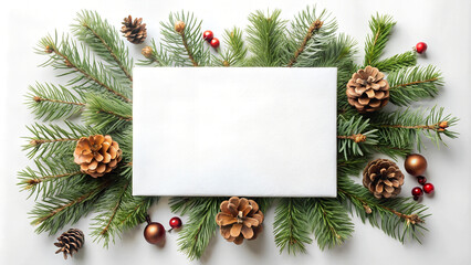 Canvas Print - Christmas card - layout template with Christmas decorations.