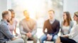 © Mari - 'Mental Health Support Circle: Out-of-Focus Background' - Individuals in a group therapy session, with a background that is gently out of focus.