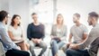 © Mari - 'Mental Health Therapy Circle: Blurred Background Setting' - A group of individuals in a therapy session, with the background intentionally blurred to draw focus to the group.