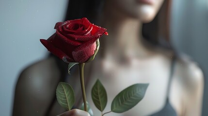 a hand holding a red rose