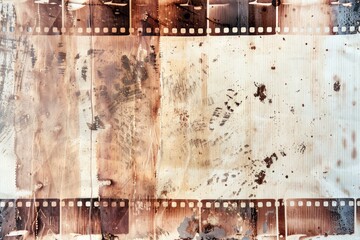 A close-up view of a film strip with frames visible